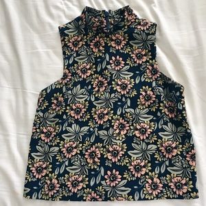 Topshop Floral high neck blouse